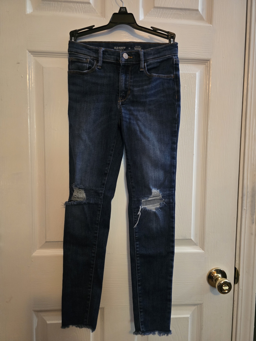 Girl's Old Navy Dark Blue Distressed Skinny Jeans